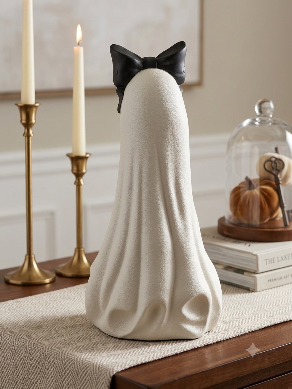 My Texas House White Ghost Décor with Black Bow Accent Viral - Picture 5 of 5